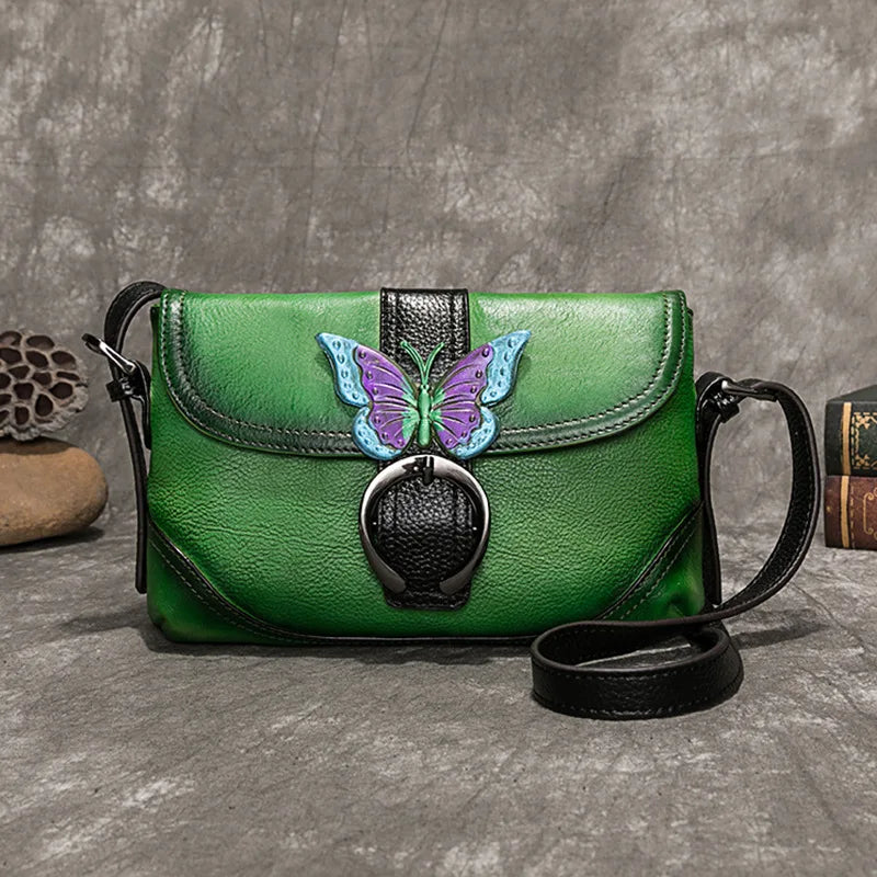 MOTAORA Women Bag Retro Genuine Leather Handbags For Women 2023 New Hand Painted Shoulder Bags Casual Small Messenger Bag Female