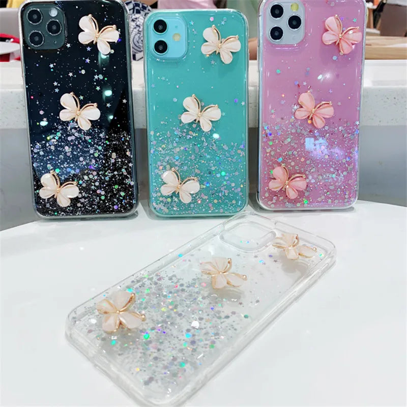 Glitter Bling 3D butterfly Phone Case For Samsung galaxy A22 5G A32 4G A13 5G 4G A53 A73 A33 A23 A224G Back Cover