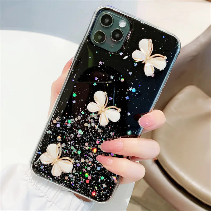 Glitter Bling 3D butterfly Phone Case For Samsung galaxy A22 5G A32 4G A13 5G 4G A53 A73 A33 A23 A224G Back Cover
