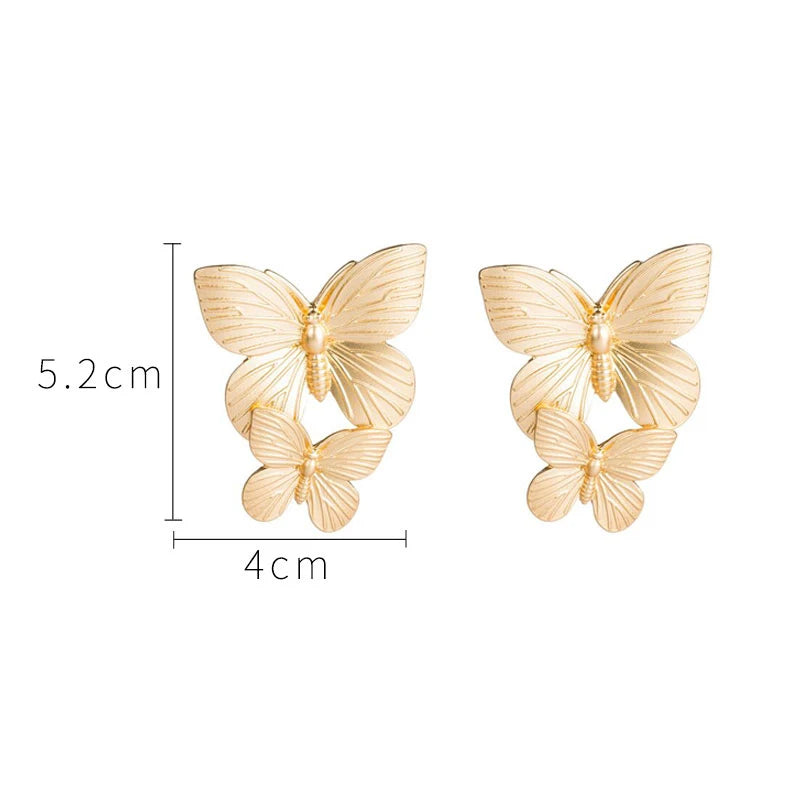 Cool Chunky Gold Color Butterfly Stud Earrings For Women 2023 Statement Earings