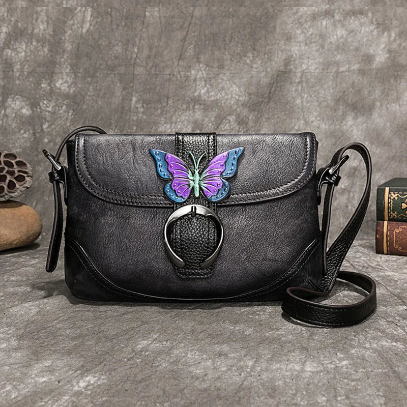 MOTAORA Women Bag Retro Genuine Leather Handbags For Women 2023 New Hand Painted Shoulder Bags Casual Small Messenger Bag Female