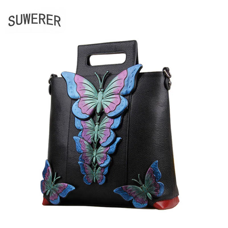 New women bag Superior cowhide women Genuine Leather bags luxury handbags fashion butterfly designer women leather bag