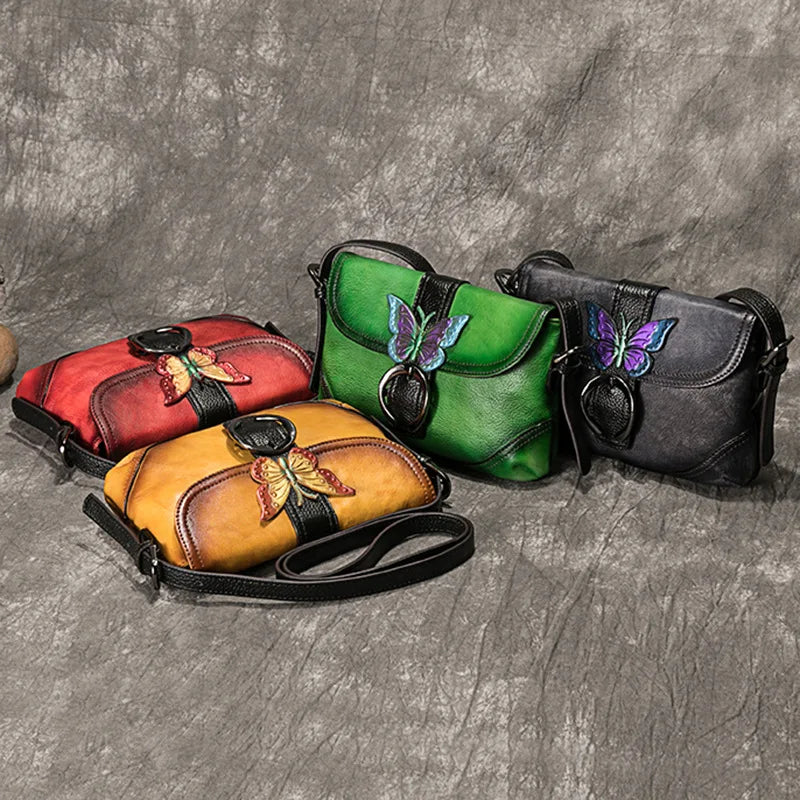 MOTAORA Women Bag Retro Genuine Leather Handbags For Women 2023 New Hand Painted Shoulder Bags Casual Small Messenger Bag Female