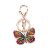 Glittering Crystal Butterfly Keychain Full Rhinestone Alloy Key Chain For Women Girl Car Handbag Bag Charm Pendant Key Ring