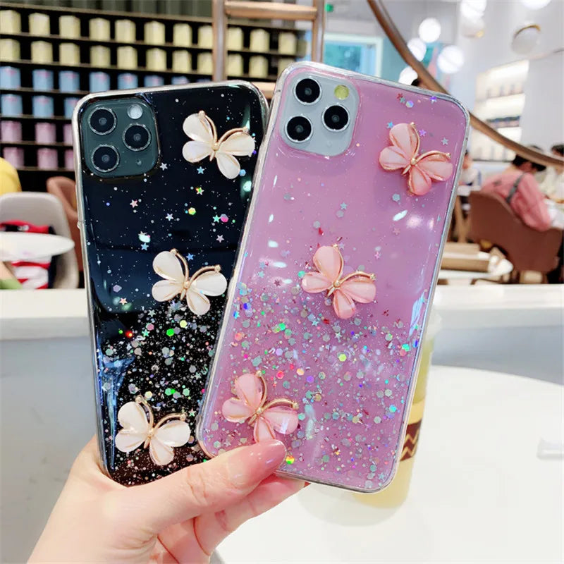 Glitter Bling 3D butterfly Phone Case For Samsung galaxy A22 5G A32 4G A13 5G 4G A53 A73 A33 A23 A224G Back Cover