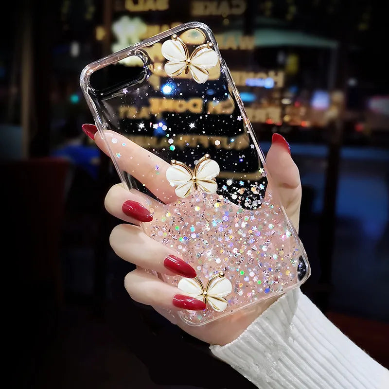 Glitter Bling 3D butterfly Phone Case For Samsung galaxy A22 5G A32 4G A13 5G 4G A53 A73 A33 A23 A224G Back Cover