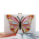 KHNMEET White Acrylic Luxury Clutch Bags for Cute Pretty Colorful Butterfly Clutch Bags for Women Party Purse Pouch