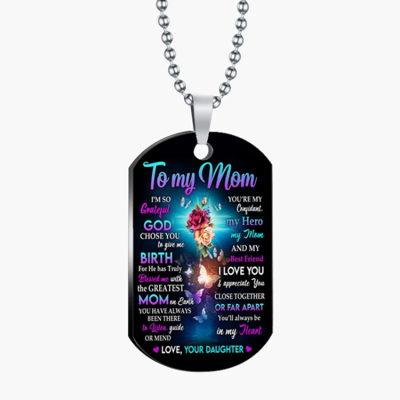 To My Mom Keychain Stainless Steel Color Printing Key Chain for Woman Butterfly Flower Print Gift Accesorios Jewelry Daughter