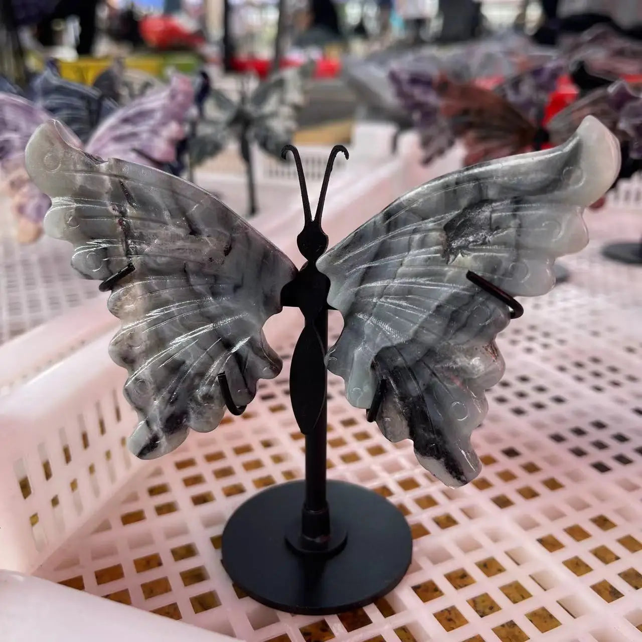 New Design Elegant Rebirth Butterfly Wings Ornament Natural Clear Quartz Amethyst  Crystal Decor Wedding Favor Souvenir