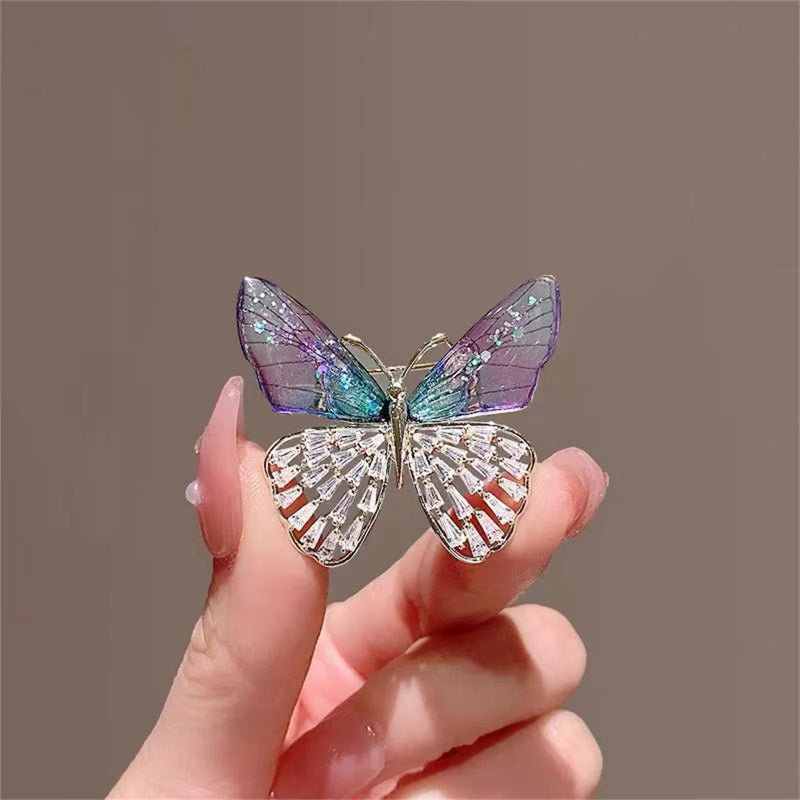 Rinhoo Creative Cartoon Butterfly Brooches For Women Trendy Flying Imitation Pearl Shell Animal Butterfly Pins Wedding Jewelry