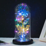 Rose Light Artificial Galaxy Rose Lamp with Butterfly and Colorful LED Rose Flowers In Glass Battery Powered Gifts for Women