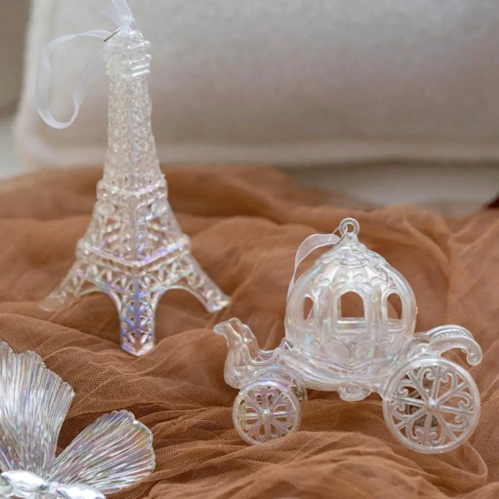 Winter-themed Decorations Hanging Snowflakes Colorful Acrylic Christmas Tree Ornaments 3d Carriage Ballet Girl Butterfly Elk