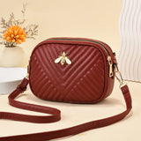 2023 Solid Color PU Leather Women‘s Handbags Fashion Bee Female Square Bags Famous Brand Designer Lady's Shoulder Cross Body Bag