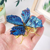 1pc Natural Black Tourmaline Electroplating Butterfly Spar Crafts Ornaments Color Plating Crystal Butterfly Home Decoration