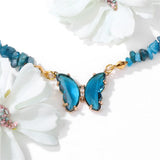 Colorful Butterfly Quartzs Pendant Necklaces Natural Stone Amethysts Neckalce Luxury Female Crystal Neck Pendants Women Rhinest