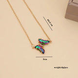 Gradient Color Butterfly Shape Necklace For Women Popular Glass Crystal Butterfly Pendant Clavicle Chain Jewelry