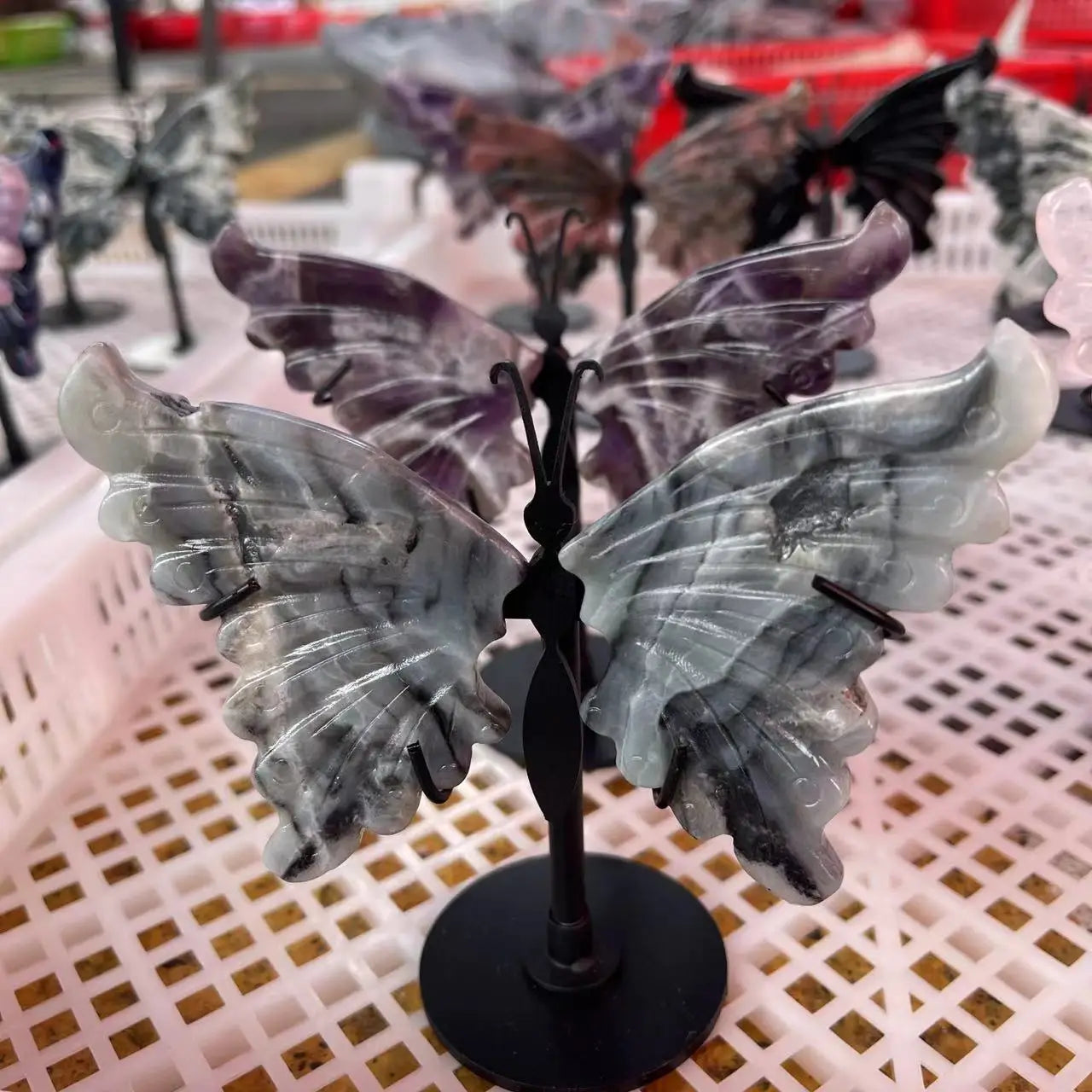 New Design Elegant Rebirth Butterfly Wings Ornament Natural Clear Quartz Amethyst  Crystal Decor Wedding Favor Souvenir