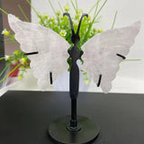 Natural crystal butterfly wings. Rose quartz carved home decor, Fantasy amethyst gemstone, Amazon Healing Reiki Stone