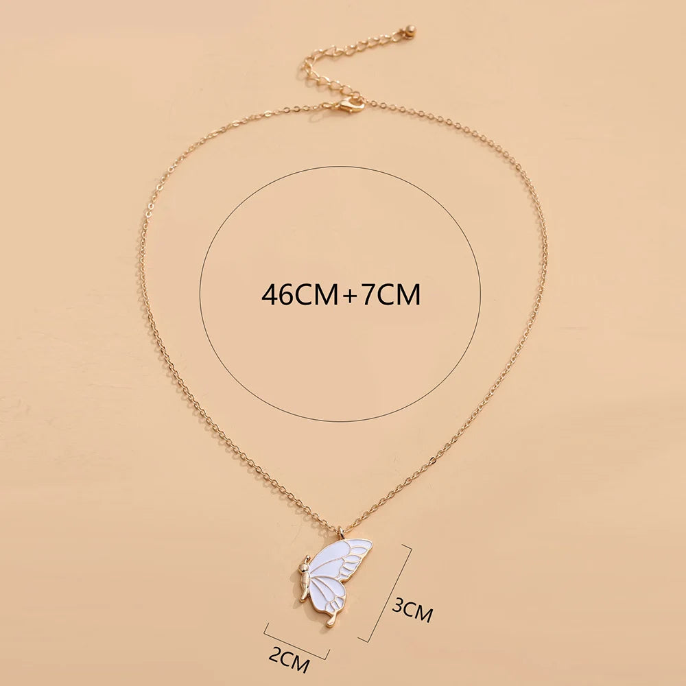 1pair Beauty Butterfly Pendant Necklaces for Women Girl Special Gift for Mother Daughter Fine Chain Chokers for Sister Friend