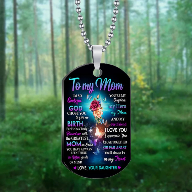 To My Mom Keychain Stainless Steel Color Printing Key Chain for Woman Butterfly Flower Print Gift Accesorios Jewelry Daughter