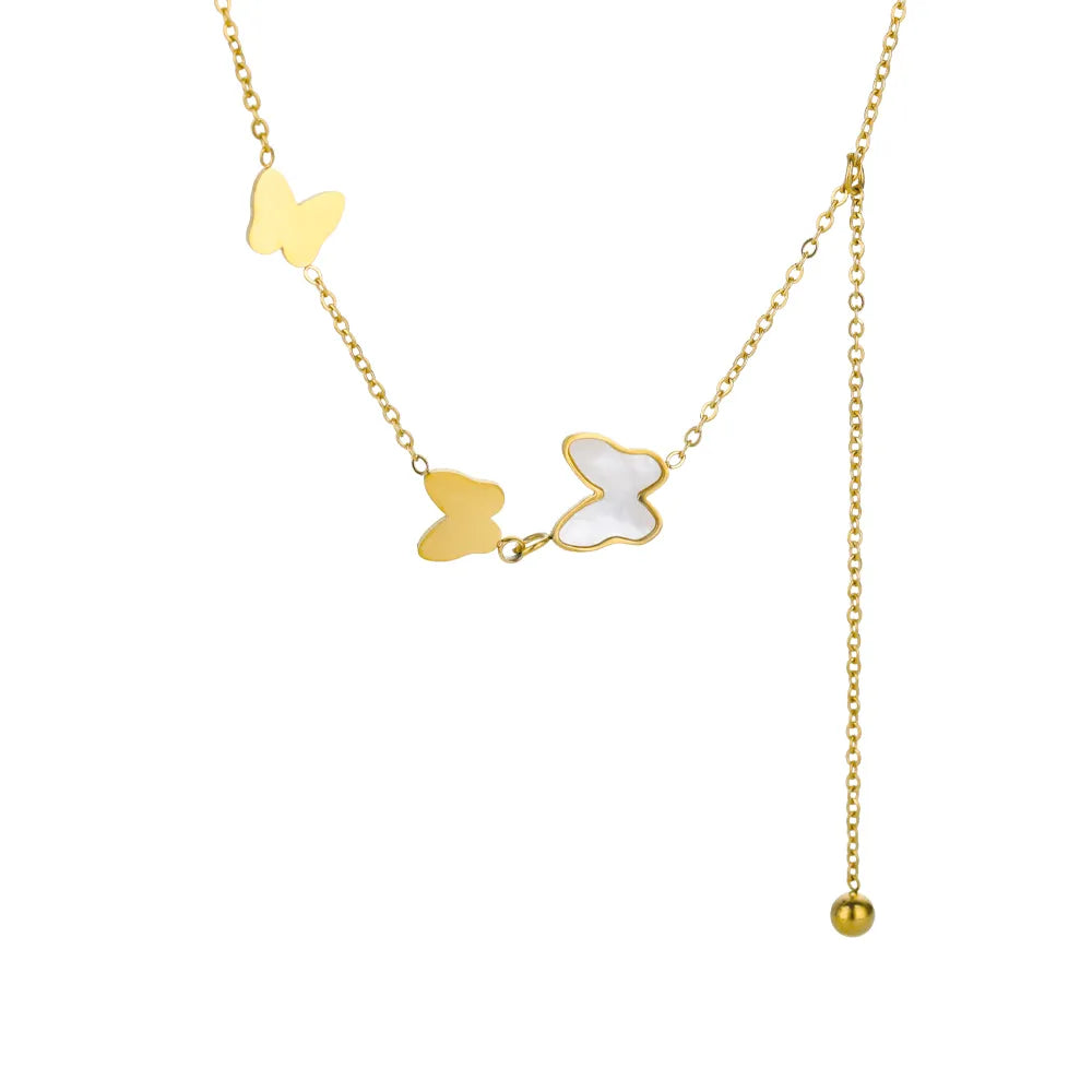 Cute Butterfly Necklace For Women Crystal Purple Butterfly Aesthetic Necklaces Charms Choker Party Stainless Steel Jewelry Gift