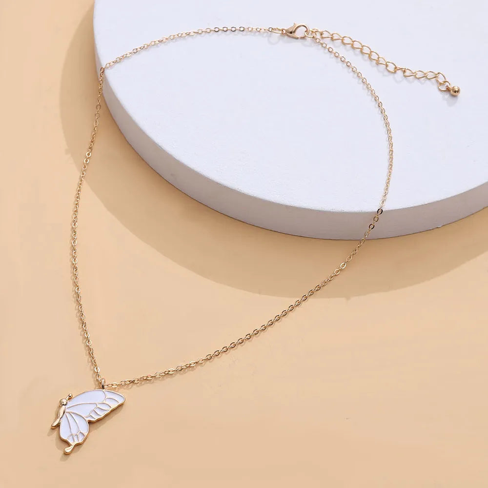 1pair Beauty Butterfly Pendant Necklaces for Women Girl Special Gift for Mother Daughter Fine Chain Chokers for Sister Friend