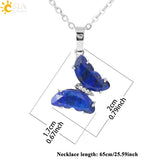 Vintage Crystal Necklace Butterfly Necklaces for Women Natural Stone Amethysts Clear Quartz Pendants Stainless Steel Chain H158