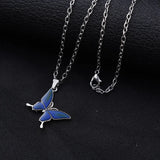 Creative Mood Necklace Change Emotion Feeling Temperature Control Butterfly Pendant Stainless Steel Chain Jewelry for Women