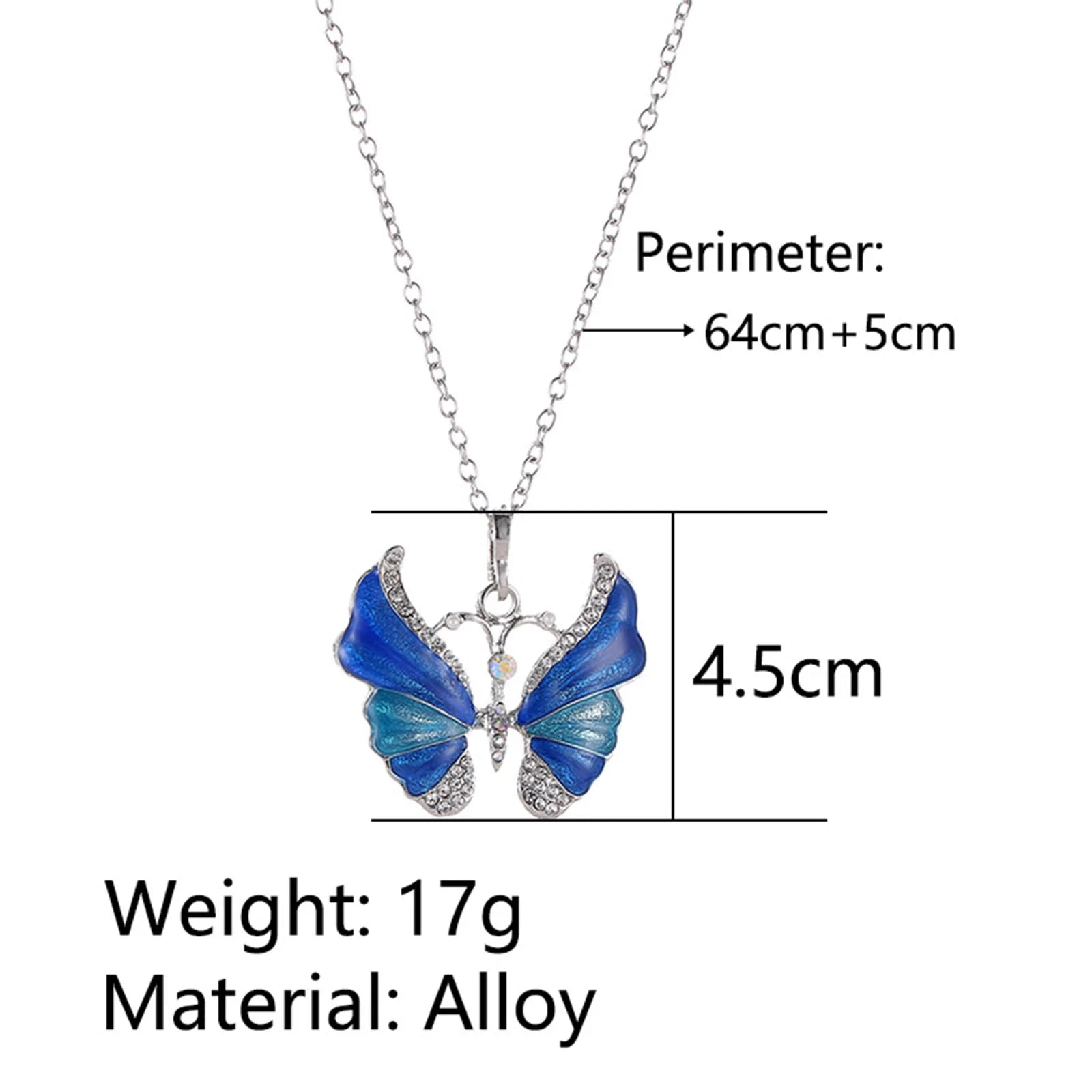 New Fashion Enamel Necklace Big Insect Butterfly Animal Pendant Necklace Silver Color Chains Rhinestone Women Jewelry
