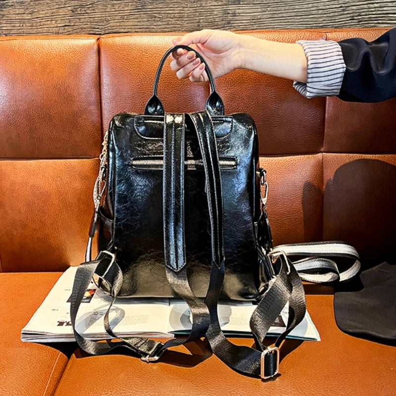 Genuine Leather Backpack Women Luxury Brand Rhinestone Butterfly Ita Bag Pack Large Capacity Mochila Travel School Bags