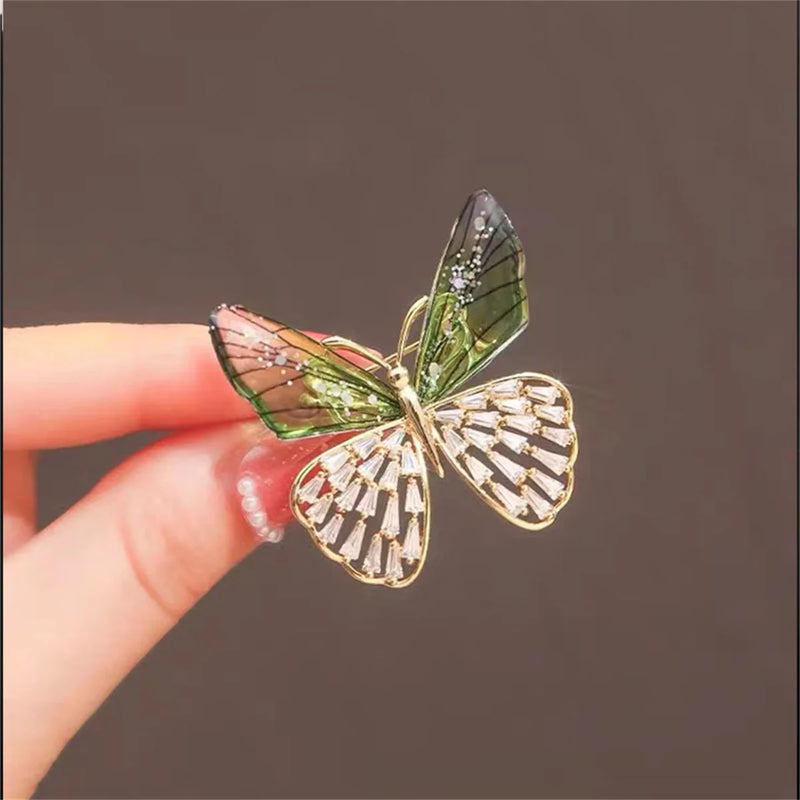 Rinhoo Creative Cartoon Butterfly Brooches For Women Trendy Flying Imitation Pearl Shell Animal Butterfly Pins Wedding Jewelry