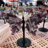 New Design Elegant Rebirth Butterfly Wings Ornament Natural Clear Quartz Amethyst  Crystal Decor Wedding Favor Souvenir