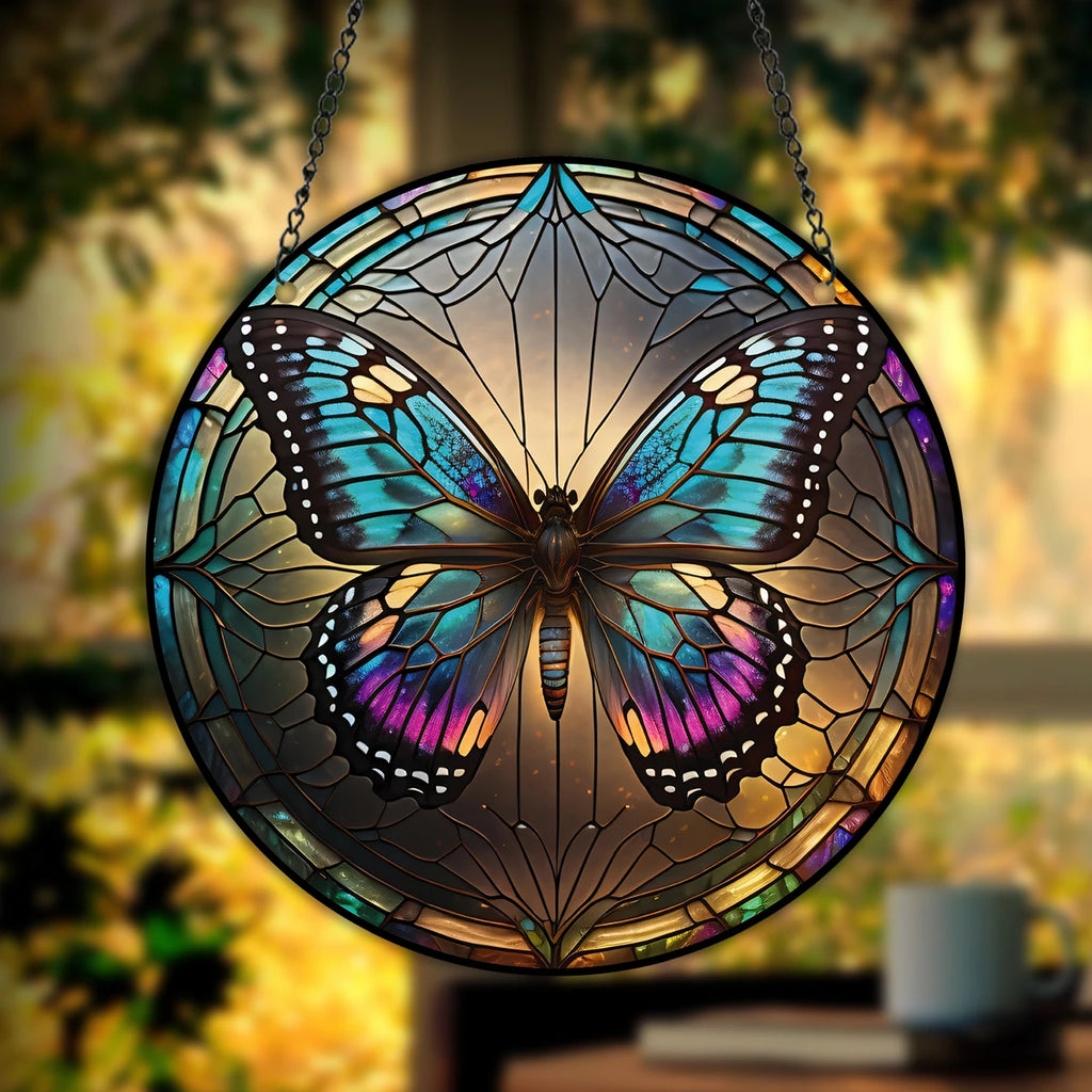 3D Butterfly Stained Window Suncatcher, Butterfly Suncatcher for Window Hanging Colorful Pendant Ornament Sun Catchers