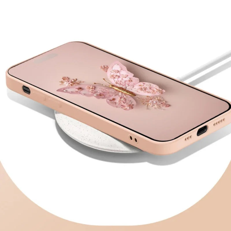 New Glass Butterfly Pattern Case for IPhone 14 Pro Max 13 Pro 15 12 11 Pro Max Fairy Butterfly Glass Phone Case