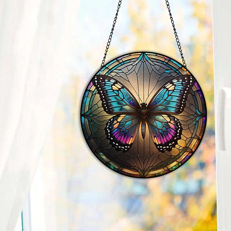 3D Butterfly Stained Window Suncatcher, Butterfly Suncatcher for Window Hanging Colorful Pendant Ornament Sun Catchers