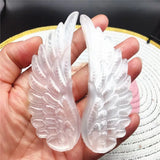 Natural White Selenite Rough Mineral Specimen Healing Crystal angel wings Shape Making Stone Plate Carving Home Decor Gifts
