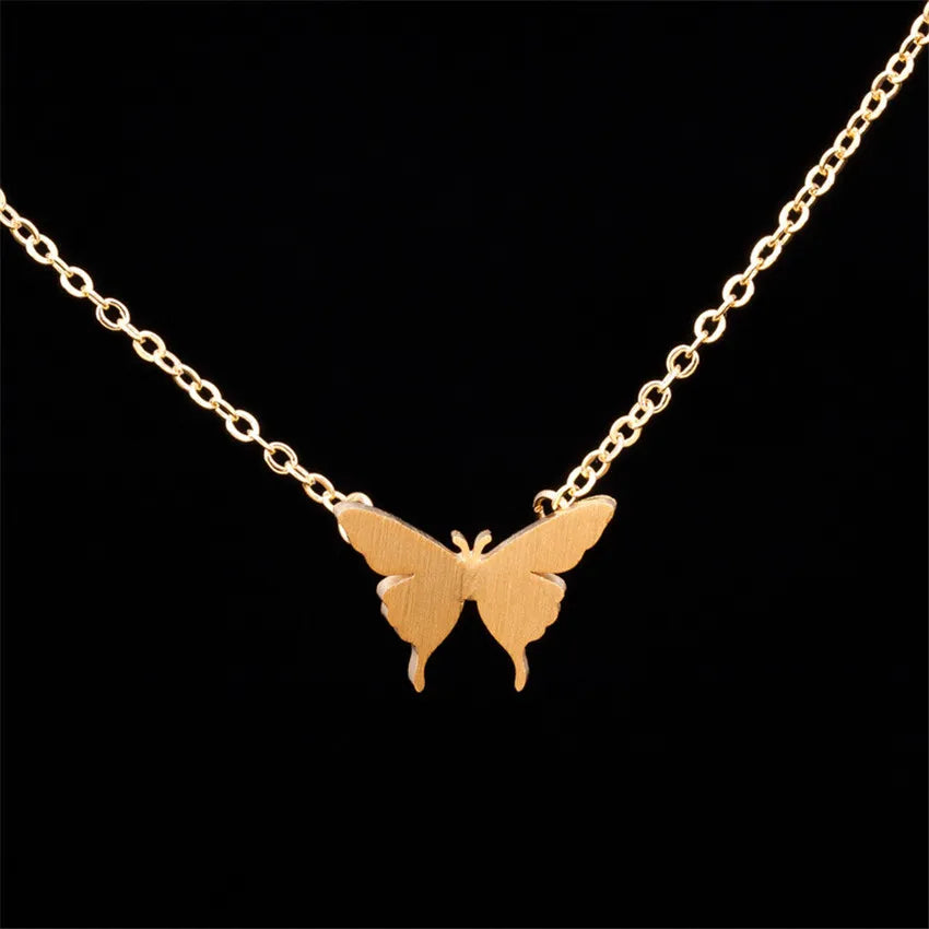 Cute Butterfly Necklace For Women Crystal Purple Butterfly Aesthetic Necklaces Charms Choker Party Stainless Steel Jewelry Gift