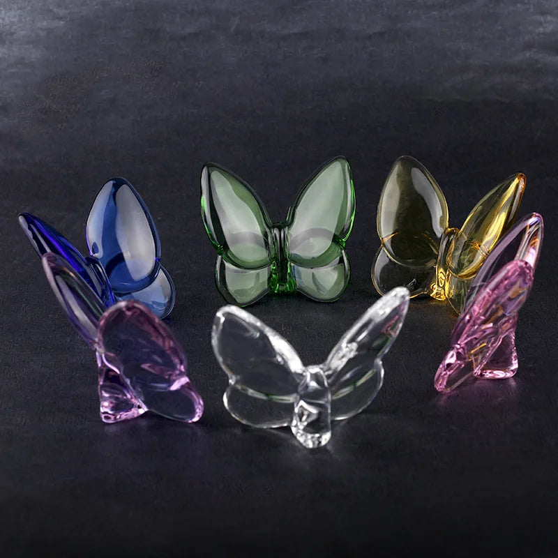 Glass Crystal Butterfly Wings Fluttering Lucky Butterfly Glints Vibrantly with Bright Color Ornaments Home Decor