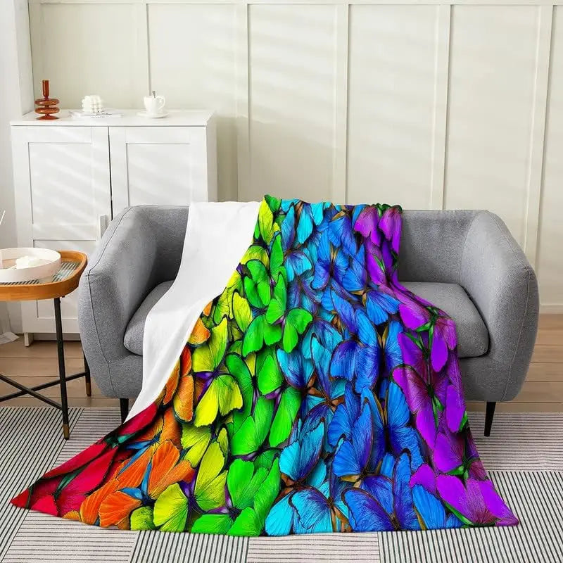 Kids Butterfly Flannel Fleece Throw Blanket Butterflies Print Fuzzy Blanket Girl Butterfly Floral All Season Bed Blanket
