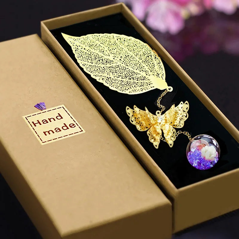 4pcs Pretty Bookmark Stationery Free Shipping 2022 School Teacher Thank You Gifts Chinese Style Brass Feather Book Marks Award