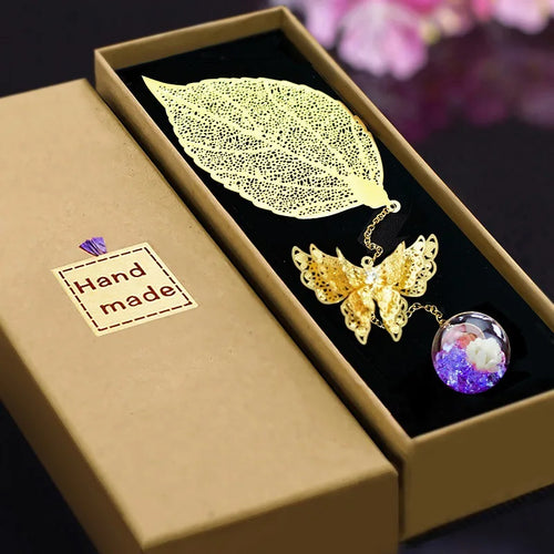 4pcs Pretty Bookmark Stationery Free Shipping 2022 School Teacher Thank You Gifts Chinese Style Brass Feather Book Marks Award