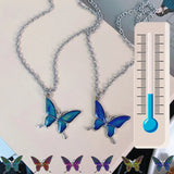 Creative Mood Necklace Change Emotion Feeling Temperature Control Butterfly Pendant Stainless Steel Chain Jewelry for Women