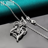 DOTEFFIL 925 Sterling Silver Flower AAA Zircon Pendant Necklace 16-30 Inch Chain For Women Fashion Wedding Party Charm Jewelry