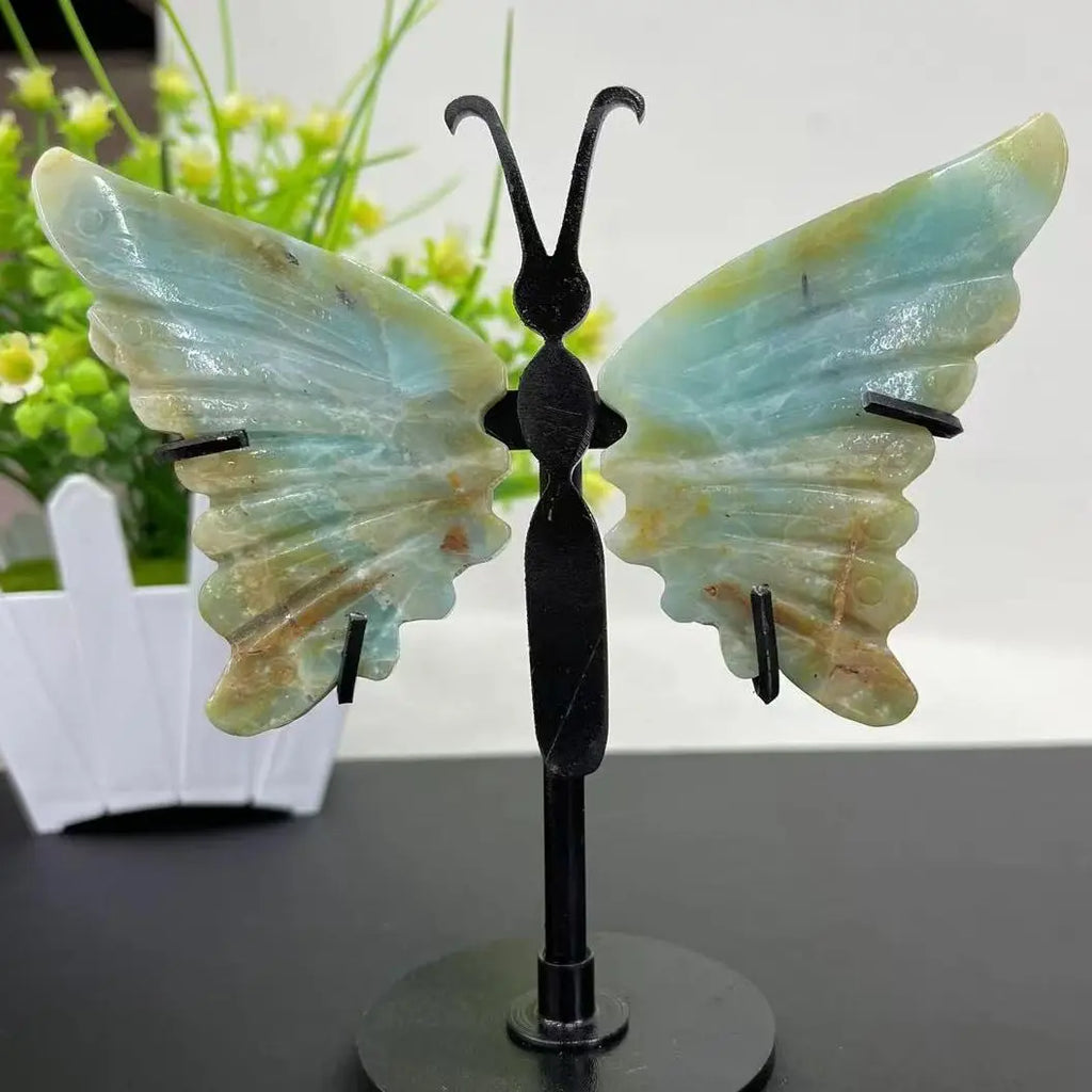 Natural crystal butterfly wings. Rose quartz carved home decor, Fantasy amethyst gemstone, Amazon Healing Reiki Stone