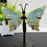 Natural crystal butterfly wings. Rose quartz carved home decor, Fantasy amethyst gemstone, Amazon Healing Reiki Stone