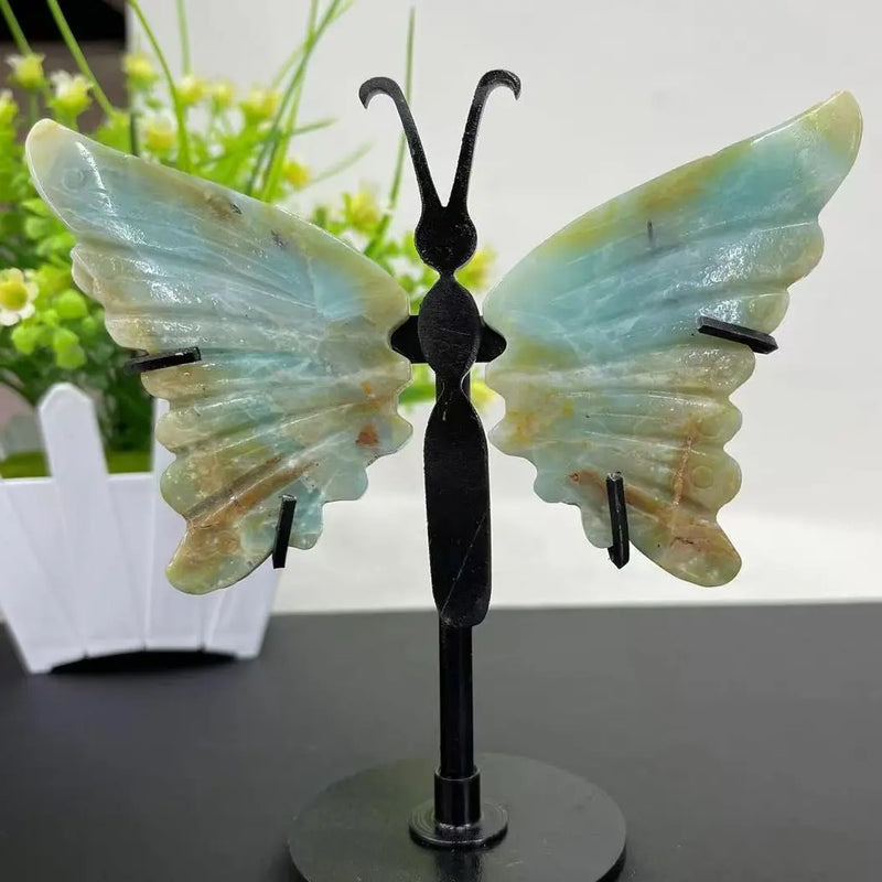 Natural crystal butterfly wings. Rose quartz carved home decor, Fantasy amethyst gemstone, Amazon Healing Reiki Stone