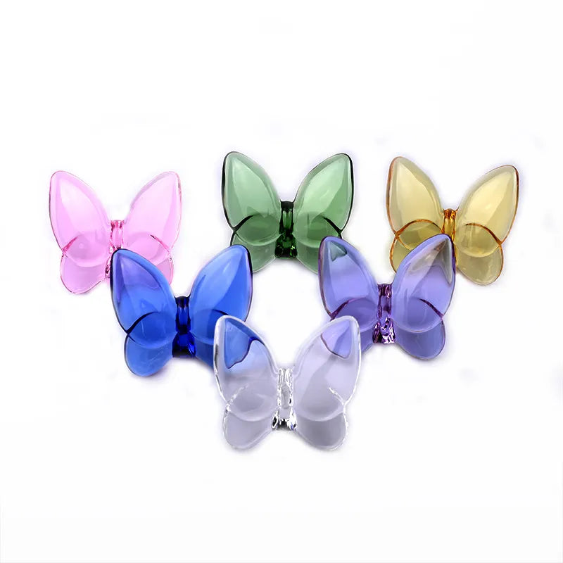Glass Crystal Butterfly Wings Fluttering Lucky Butterfly Glints Vibrantly with Bright Color Ornaments Home Decor