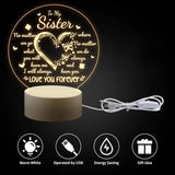 Sister Gifts 3D Night Light Back To School Birthday Wedding Gift For Sister Engraved Decoration Light Powered By USB Cable
