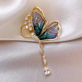 Luxury Crystal Butterfly Brooch Pearl Pendant Lapel pins for Women Girl Stylish Lapel Pins Sweater Badges Jewelry Accessories