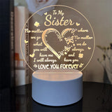 Sister Gifts 3D Night Light Back To School Birthday Wedding Gift For Sister Engraved Decoration Light Powered By USB Cable